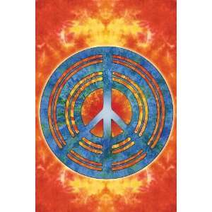 Psychedelic Fire Peace Sign by Mouse & Kelly Tapestry Wall Hanging 