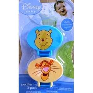  Disney Baby Winnie The Pooh Pacifier Holder 2 Pack   Blue 
