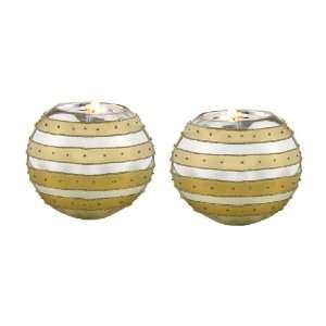 com Tag Gold and Silver Striped, Christmas Ornament shaped Tea Light 