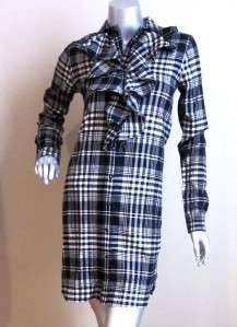RUGBY RALPH LAUREN black plaid cotton & silk tunic dress XS NWT  