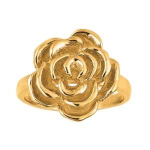Sterling Silver Rhodium Yellow Gold Plated Fancy Flower Ring   Size 8 