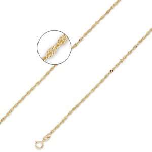  14K Solid Yellow Gold Singapore Chain Necklace 1.5mm (3/64 