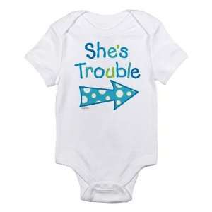  Shes Trouble Blue Boy Twin Baby Onesie   Size 18 24 Months Baby