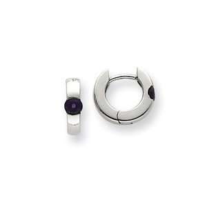   14k White Gold Amethyst Hinged Hoop Earrings West Coast Jewelry