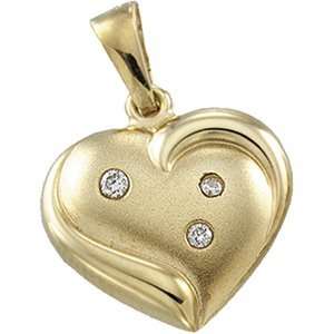  14K Yellow Gold Heart Pendant W/Diamonds 