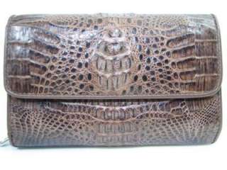 Genuine Brown Crocodile Leather Clutch Wallet Purse  
