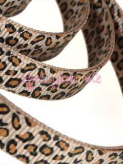   Print Leopard Grosgrain Ribbon Crafts Scrapbook Hair Bows 5Yards