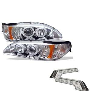 Ford Mustang 1PC Halo LED Chrome Projector Headlights and LED Day Time 