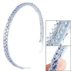  Girls Blue Double Rows Faux Crystal Accent Plastic Hair Hoop 