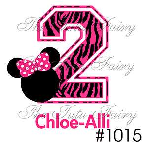 Hot pink Zebra Minnie Mouse Age number Birthday Shirt tee t shirt 