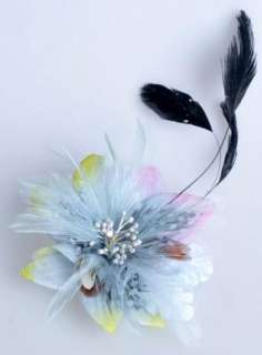 Girls Women Flower Hair Bow Clips Brooch Feather 4 Pcs  