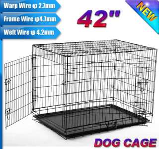  42 Medium Folding Metal Dog Crate Cage Pet Kennel With Divider  