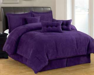   Micro Suede Comforter Set Brown Black Purple Navy Blue Pink  
