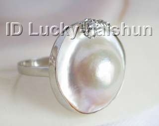 AAA 100% natural South Sea white Mabe Pearls Rings  