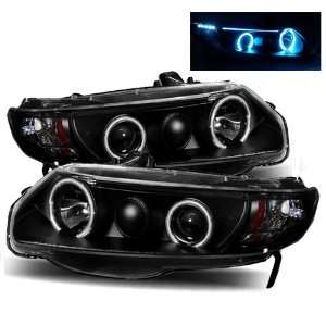   Civic Coupe Black CCFL Halo Projector Headlights /w Amber Automotive