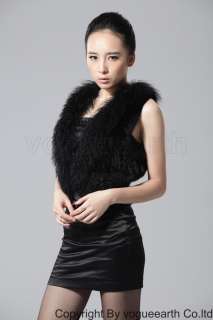 9168 new real Mongolia lamb collar knitted rabbit fur black vest 