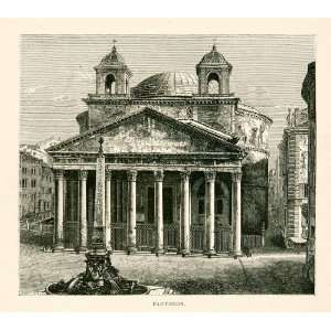   Towers Roman Temple   Original In Text Wood Engraving