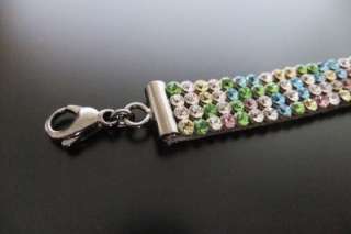 AUTH Chanel Vintage colorful rhinestone cuff bracelet  