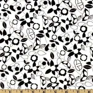  44 Wide Masquerade 2 Floral Vines White/Black Fabric By 