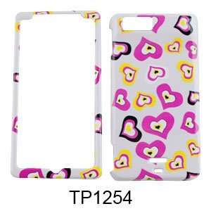 CELL PHONE CASE COVER FOR MOTOROLA DROID X MB810 FUNKY HEARTS ON WHITE