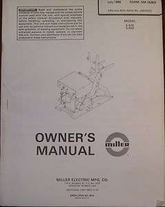 Miller S52E S 52 E S54E S 54 E Wire Feeder Operation Maintenance Parts 