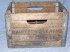 Old VTG Dairy Mens League NY Milk Crate Carrior Dairy Lea Wood Metal 