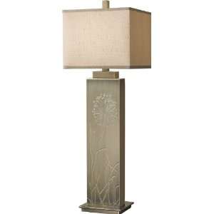 Murray Feiss 9827ABZ Carmelo Table Lamp, Antique Bronze with Faux Silk 
