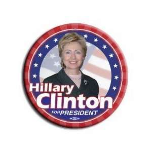 Hillary Clinton for President Photo Button w/ Flag   3