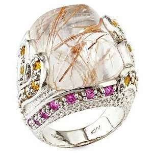    Quartz, spessartite, ruby and silver ring. Vanna Weinberg Jewelry