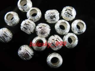 100pcs Silver Plated Copper Big Hole Stardust Bead 8mm  