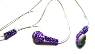 Purple Crystal Rhinestone Cellphone Earphone Bud w/MIC  