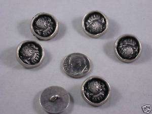 Crest and Crown Metal Shank Buttons (12)  