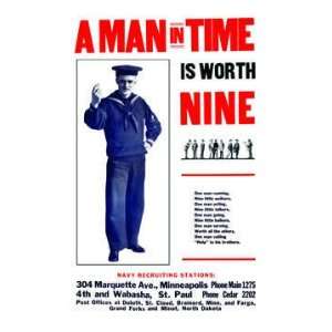  A man in time is worth nine 12x18 Giclee on canvas