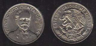 MEXICO 6 PIECE VINTAGE ~UNCIRCULATED 1960S COIN SET, 1 TO 50 CENTAVOS 