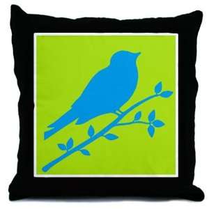   Bird on a Branch Modern Silhouette Throw Pillow, 18