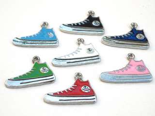 Lot of 7 CONVERSE ALL STAR Style Shoes Sneakers Fasion Enamel Pendant 