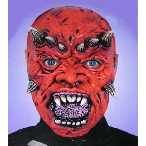  Halloween Red Horned Lizard Man Full Face Soft Latex Mask 