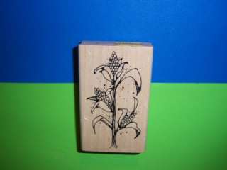 FALL STALK corn Thanksgiving JD INKERS Rubber Stamp Med  