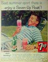 1959 Seven Up Soda Pop Ice Cream Float 7 Up Bottle AD  