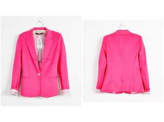 New Women Blazers One Button Slim casual suits Jacket Candy Colors 
