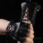 Women Leather PUNK Fingerless motorcycle driving gloves, Womens 