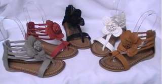 Girl Sandals w/Big Flower (Beach3) YOUTH Dress Shoes Pageant Party 