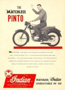 1960 Matchless Indian Pinto Motorcycle Original Ad  