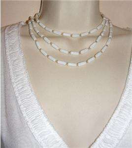 VINTAGE WHITE GLASS BEAD 50 OF FUN NECKLACE KNOTTED STRING  