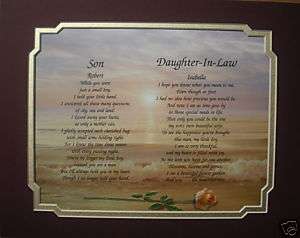 SON & DAUGHTER INLAW PERSONALIZED POEM ANNIVERSARY GIFT  