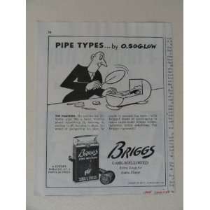  Briggs Cask Mellowed Pipes. 40s print ad. (pipe in baby 