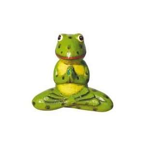  Frog meditative Wood green 11x10cm