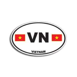  VN VIETNAM Country Auto Oval Flag   Window Bumper Sticker 