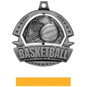  Hasty Awards Spinner Basketball Medals M 720B SILVER MEDAL 