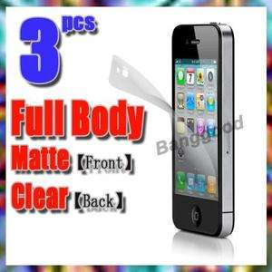   Anti Glare Matte FRONT + CLEAR BACK Screen Protector For iPhone 4 4S